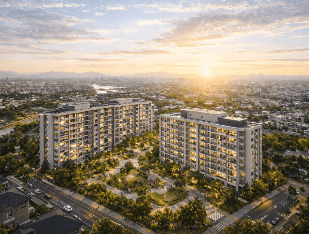 高層マンション空撮